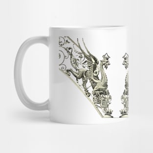 stylized stair handrail with crowned lion Mug